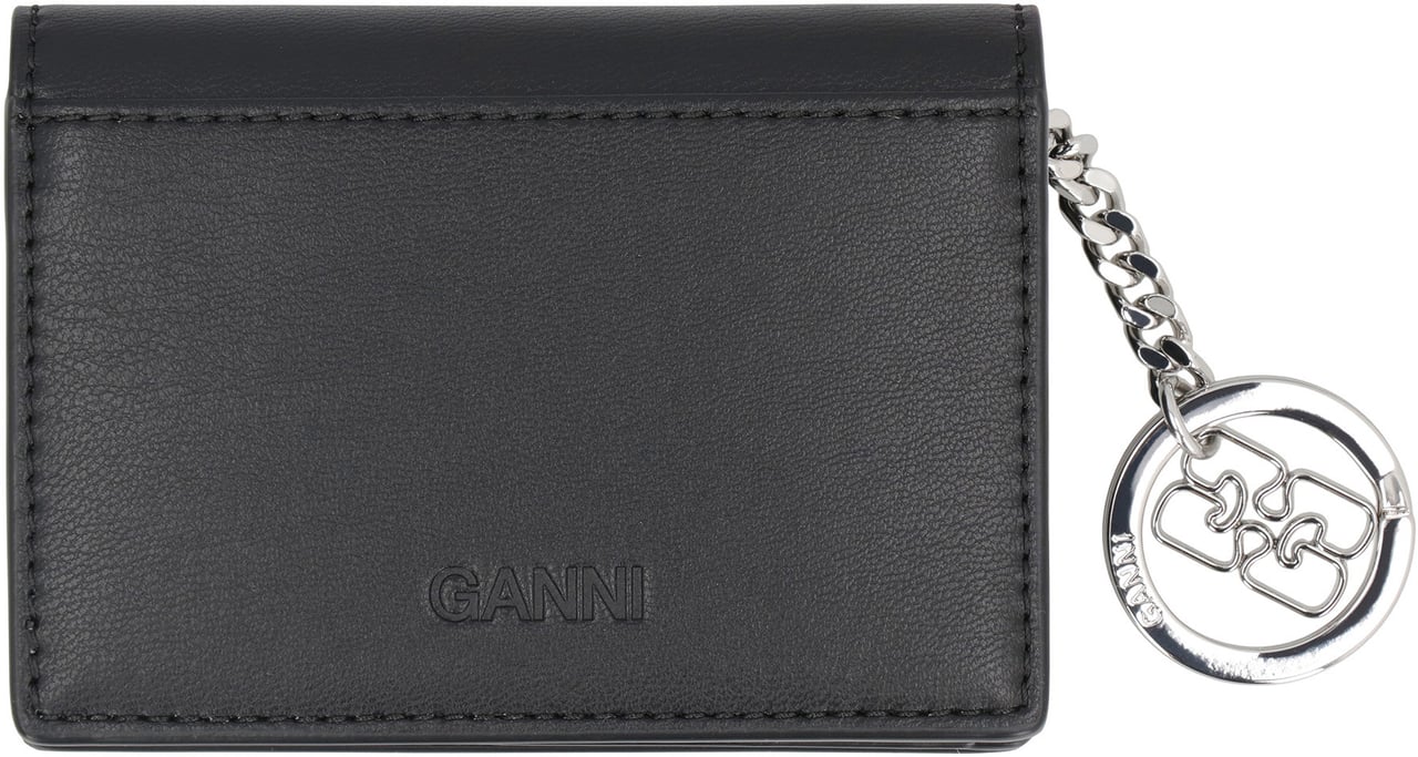 Ganni Bou faux leather card holder Zwart