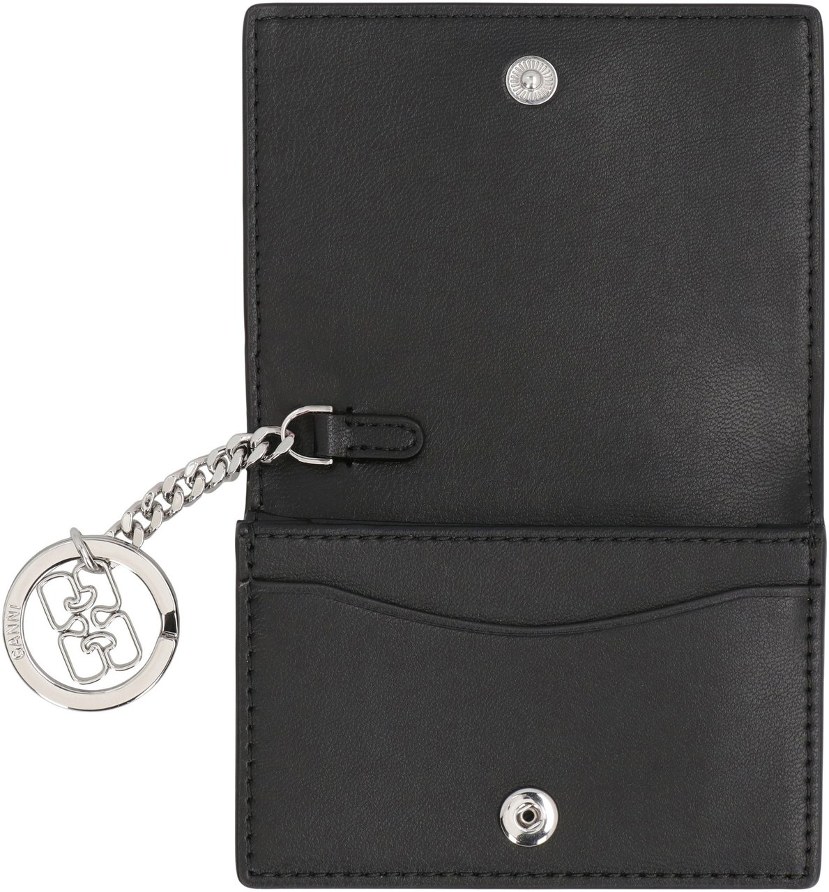 Ganni Bou faux leather card holder Zwart