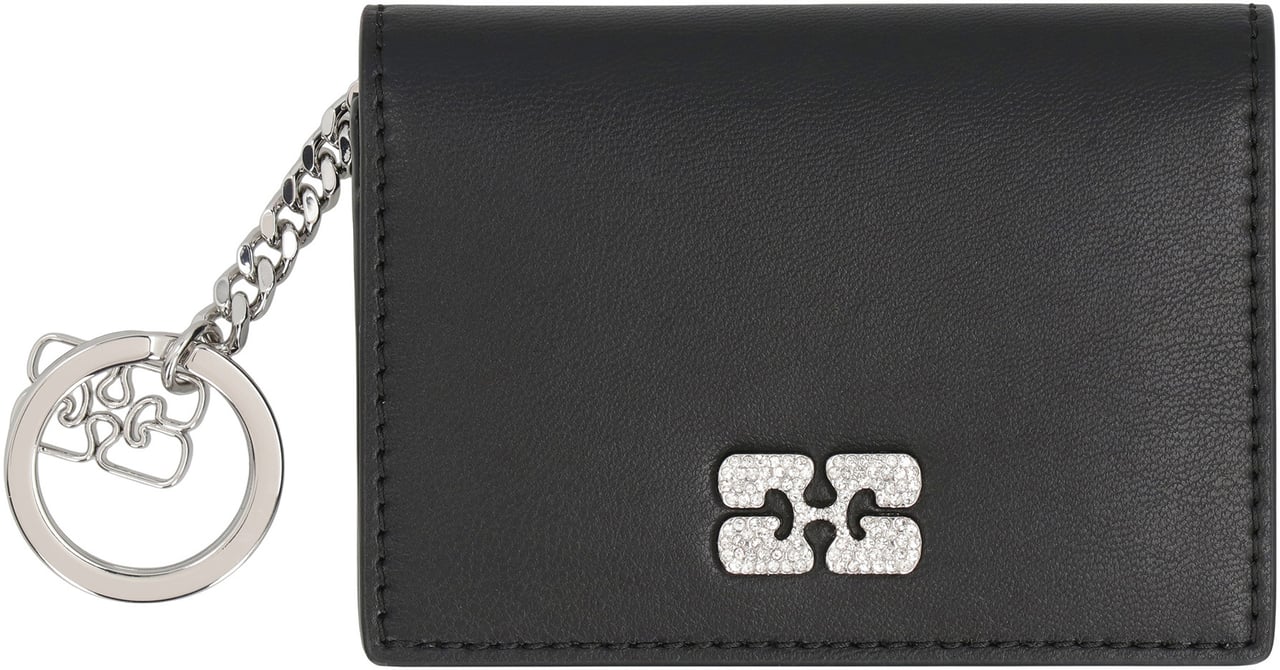 Ganni Bou faux leather card holder Zwart