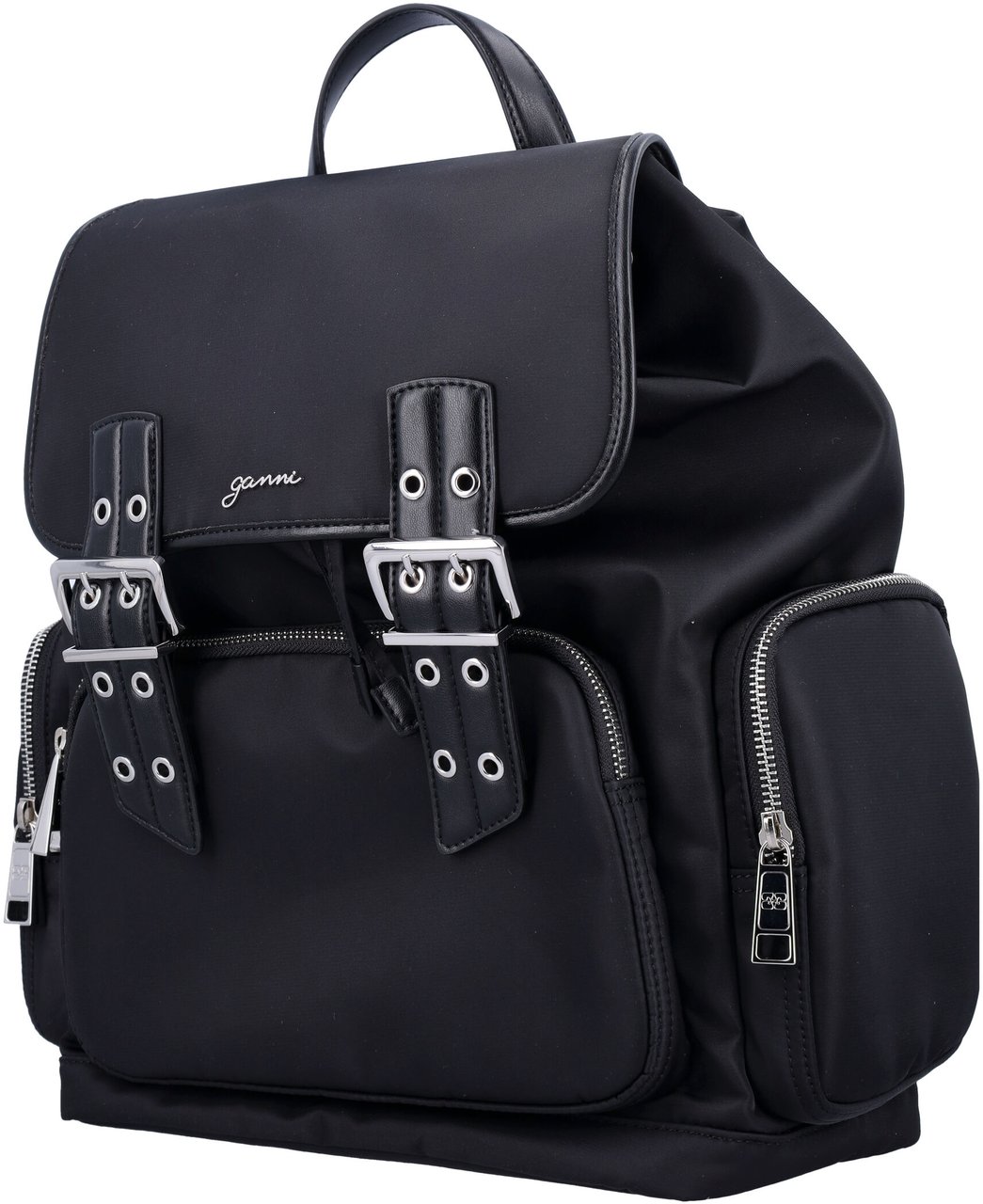 Ganni Bucky nylon backpack Zwart