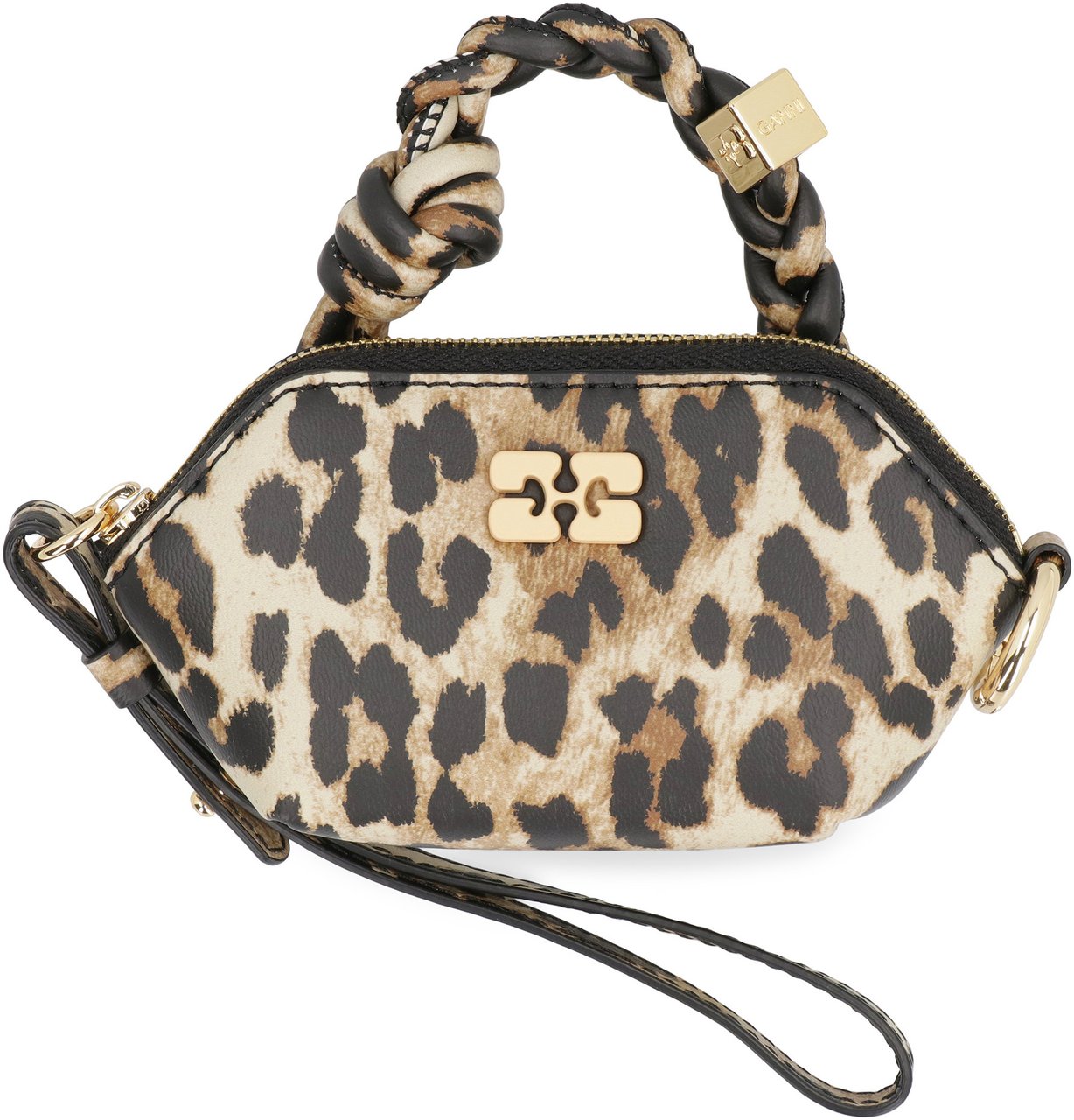 Ganni Bou mini keychain bag Dierenprint