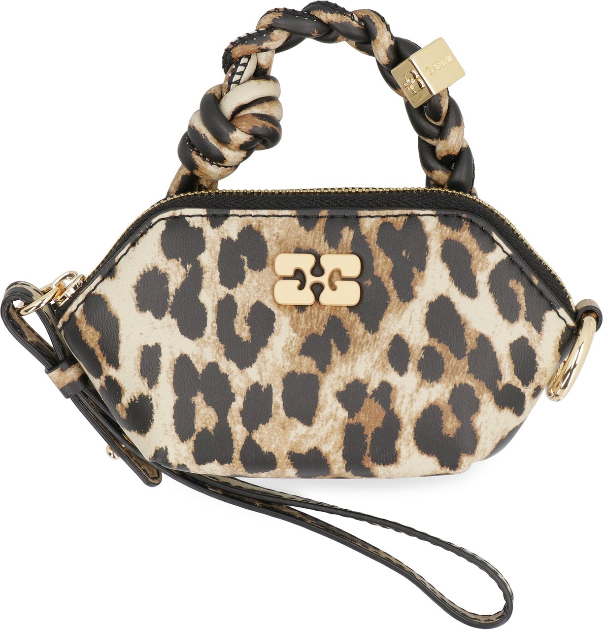 Ganni Bou mini keychain bag Dierenprint