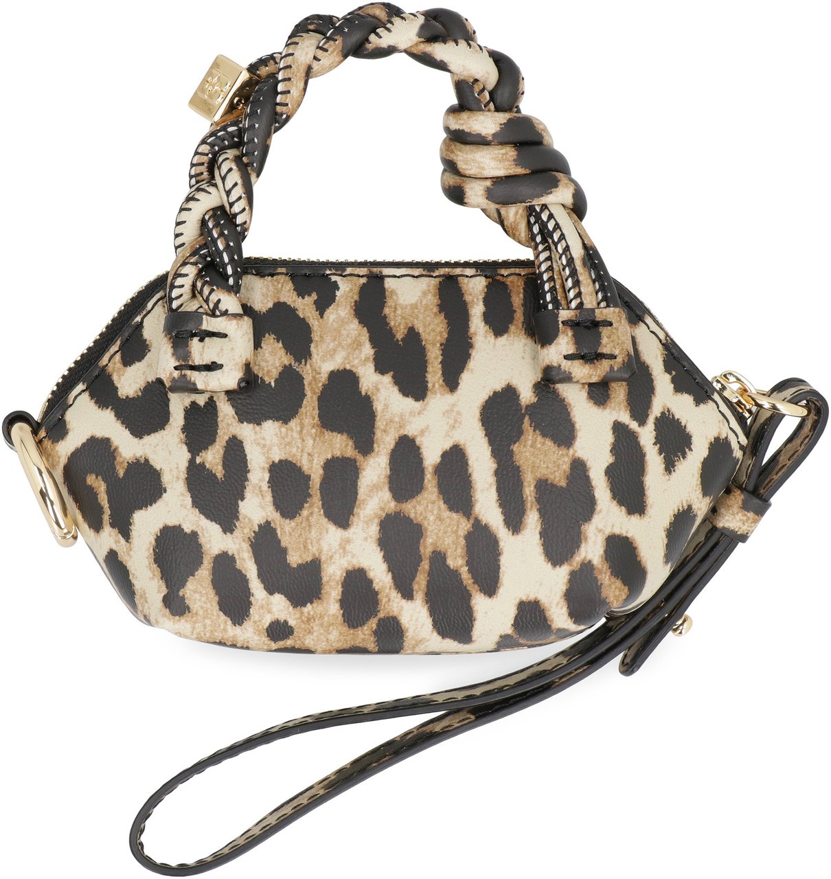 Ganni Bou mini keychain bag Dierenprint