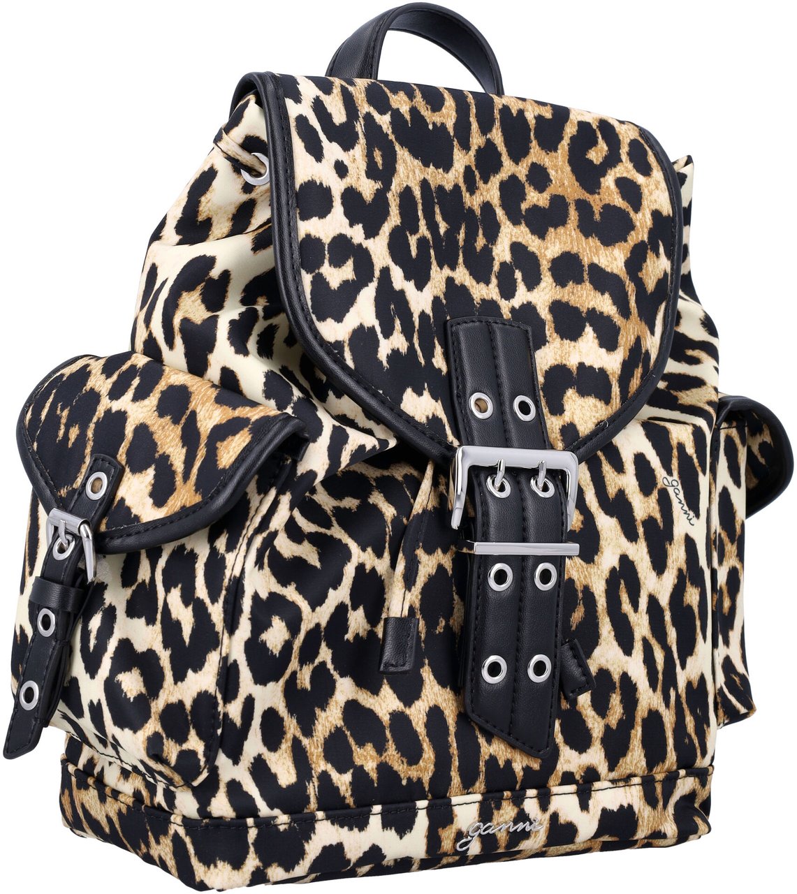 Ganni Bucky Backpack Small Leo Leopard Print Dierenprint