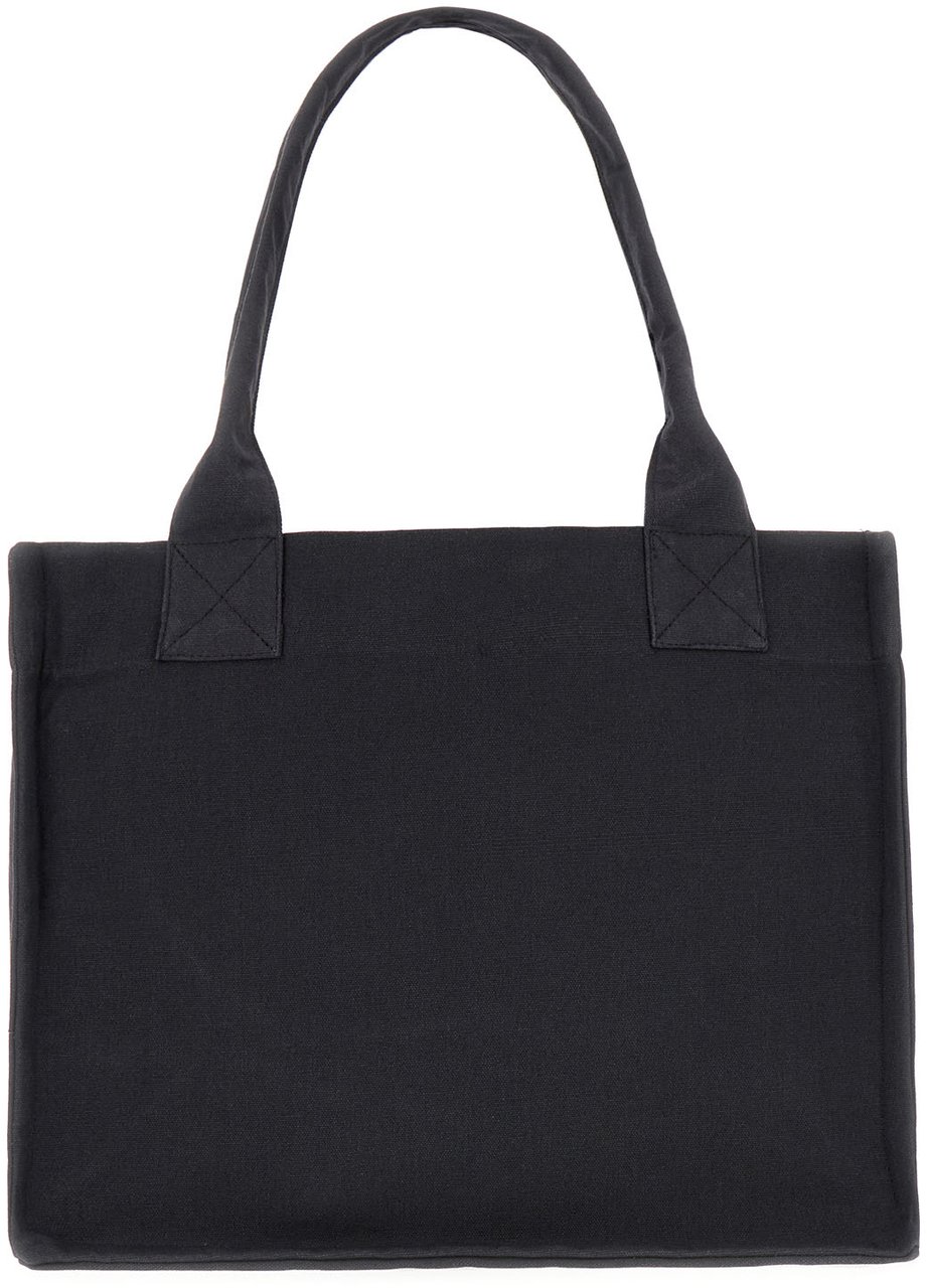 Ganni Ganni Black canvas shopping bag Zwart