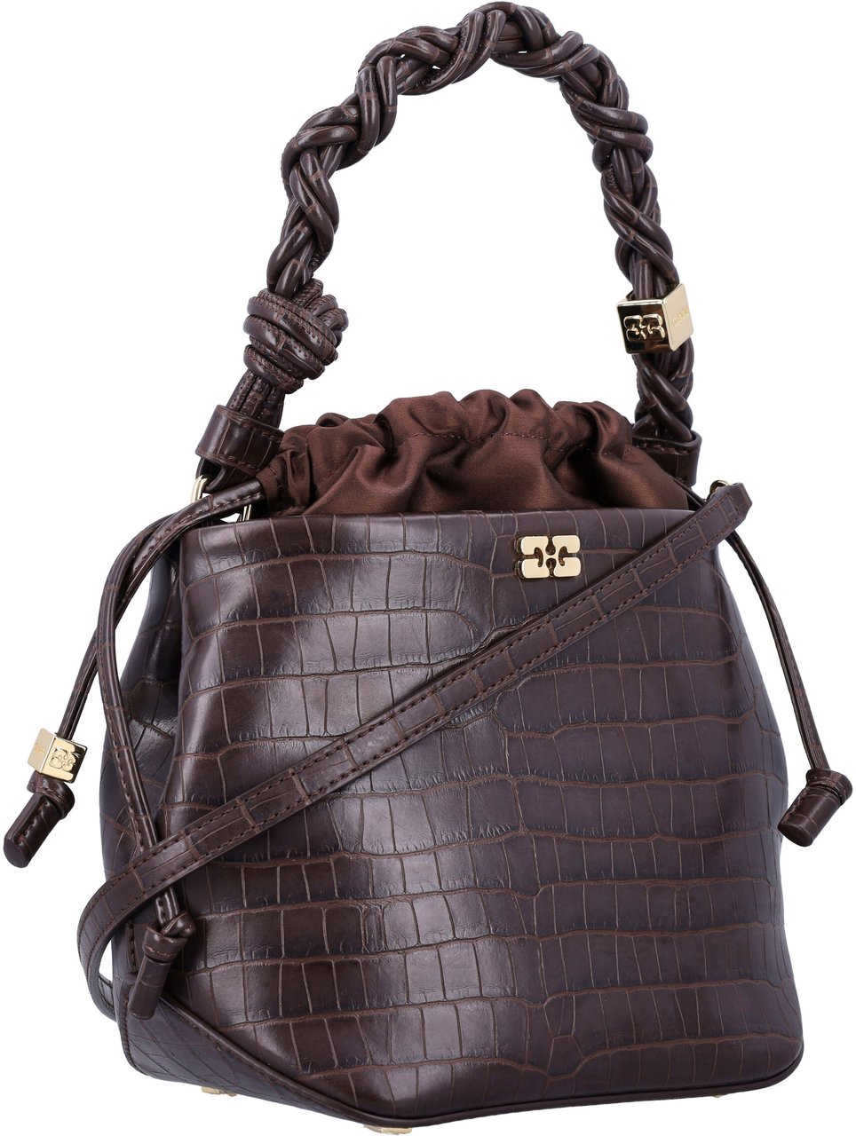 Ganni Bou Bucket Bag Chocolate Fondant Bruin