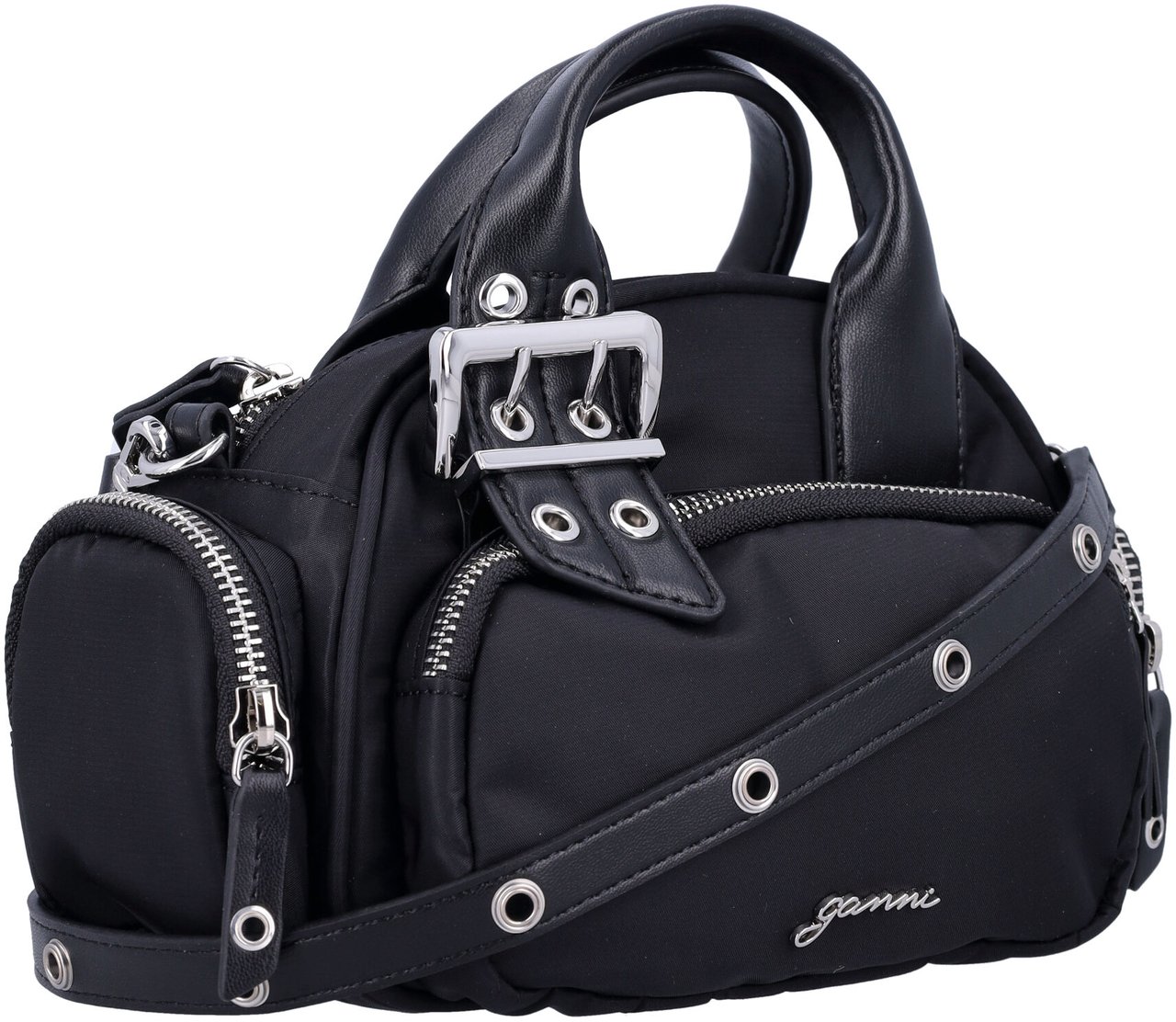 Ganni Mini Polochon bag Zwart