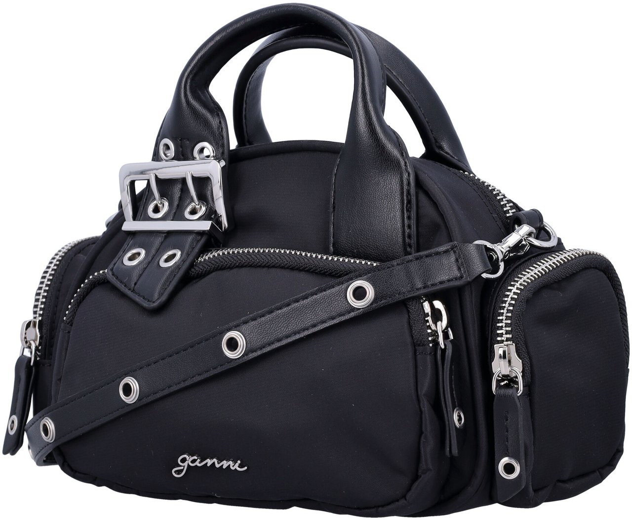 Ganni Mini Polochon bag Zwart