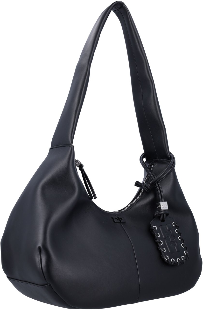 Ganni Bou Bag Hobo Medium Nero Zwart