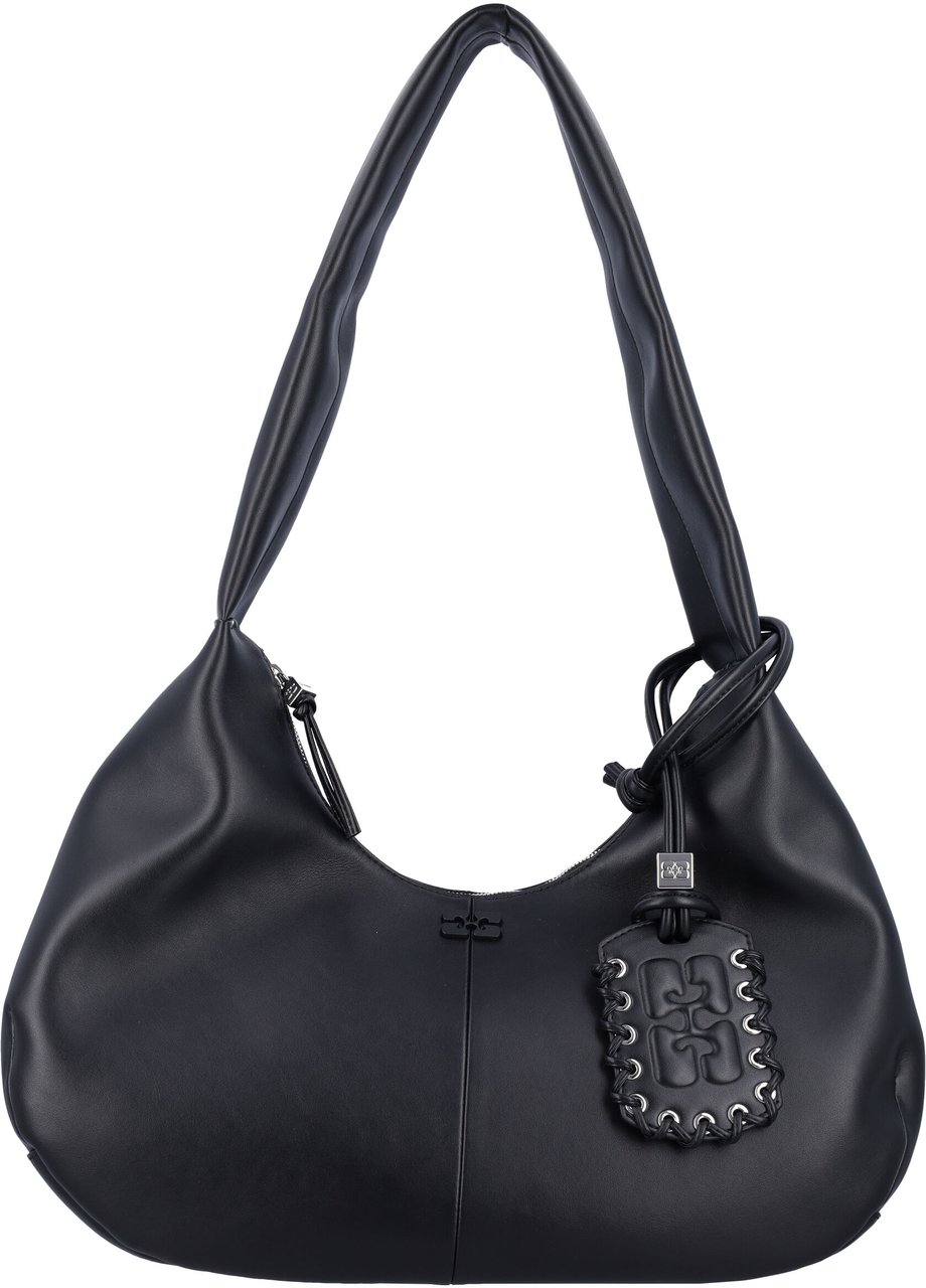 Ganni Bou Bag Hobo Medium Nero Zwart