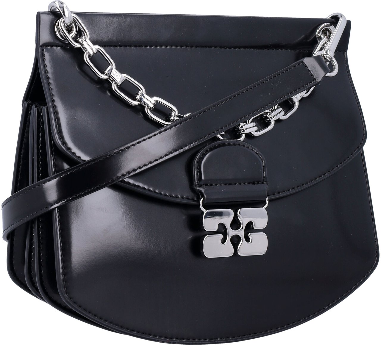 Ganni Apo G Crossbody Chain Nero Zwart