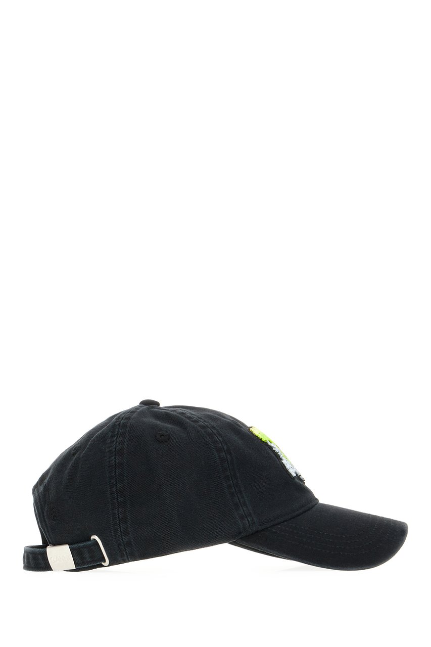 Ganni Ganni Charcoal cotton baseball cap Zwart