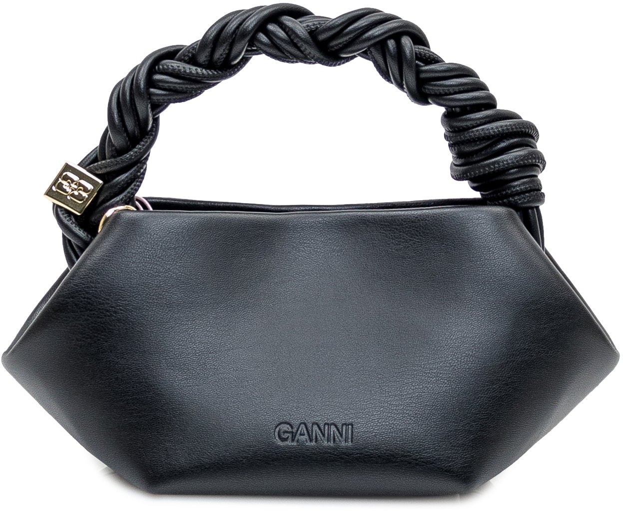 Ganni Bou Mini Bag con Manico Intrecciato Zwart