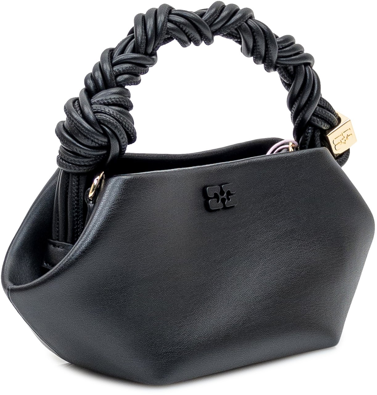 Ganni Bou Mini Bag con Manico Intrecciato Zwart