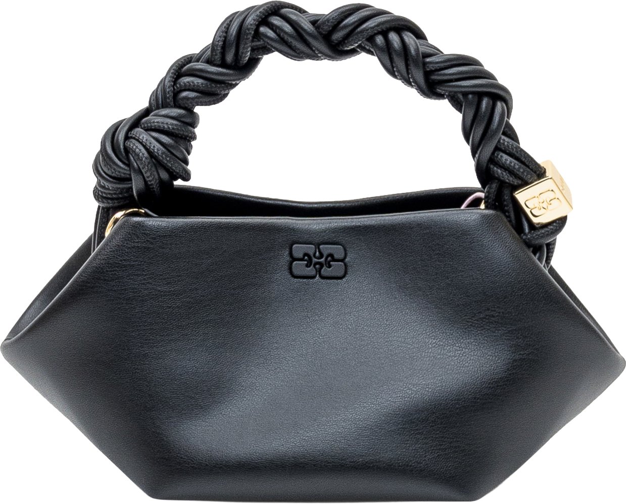 Ganni Bou Mini Bag con Manico Intrecciato Zwart