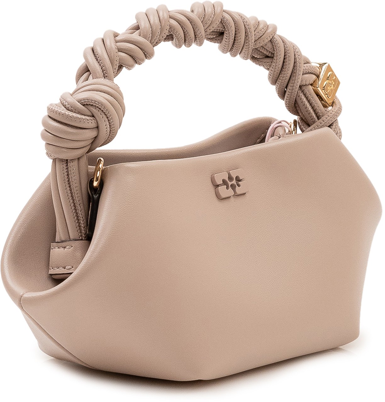 Ganni Bou Mini Bag con Manico Intrecciato Beige