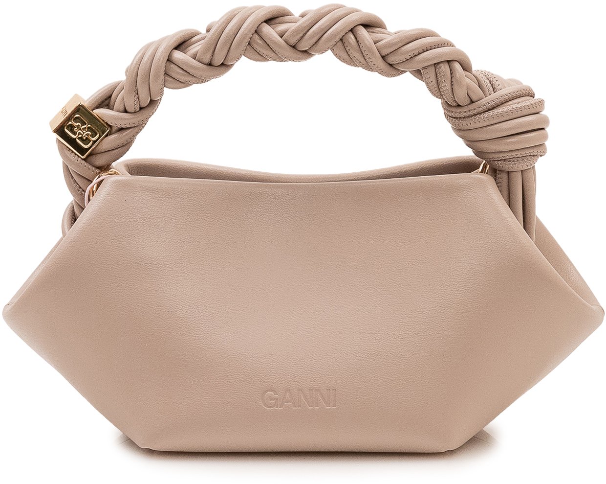 Ganni Bou Mini Bag con Manico Intrecciato Beige