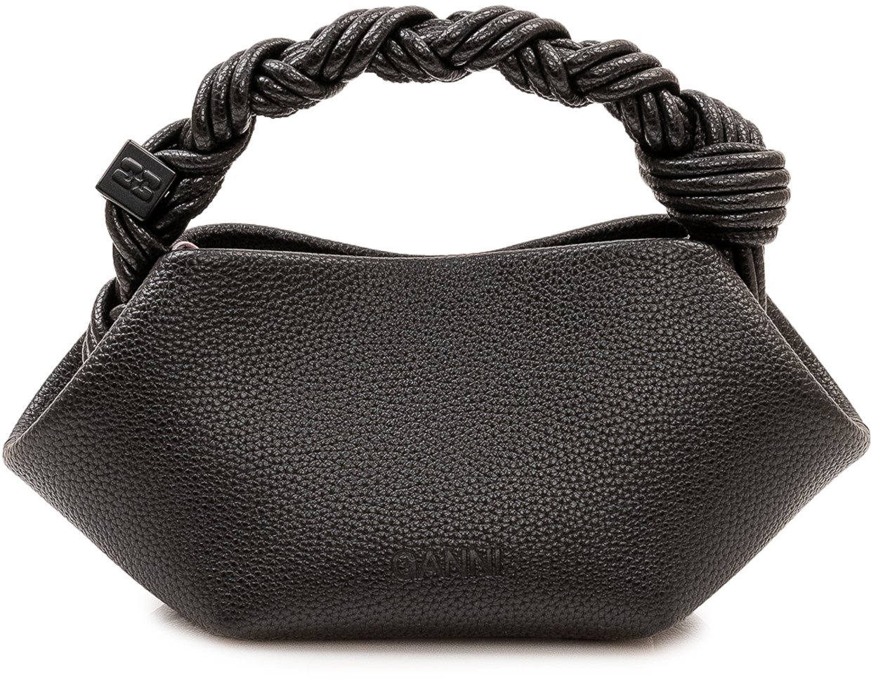Ganni Bou Mini Bag con Manico Intrecciato Zwart