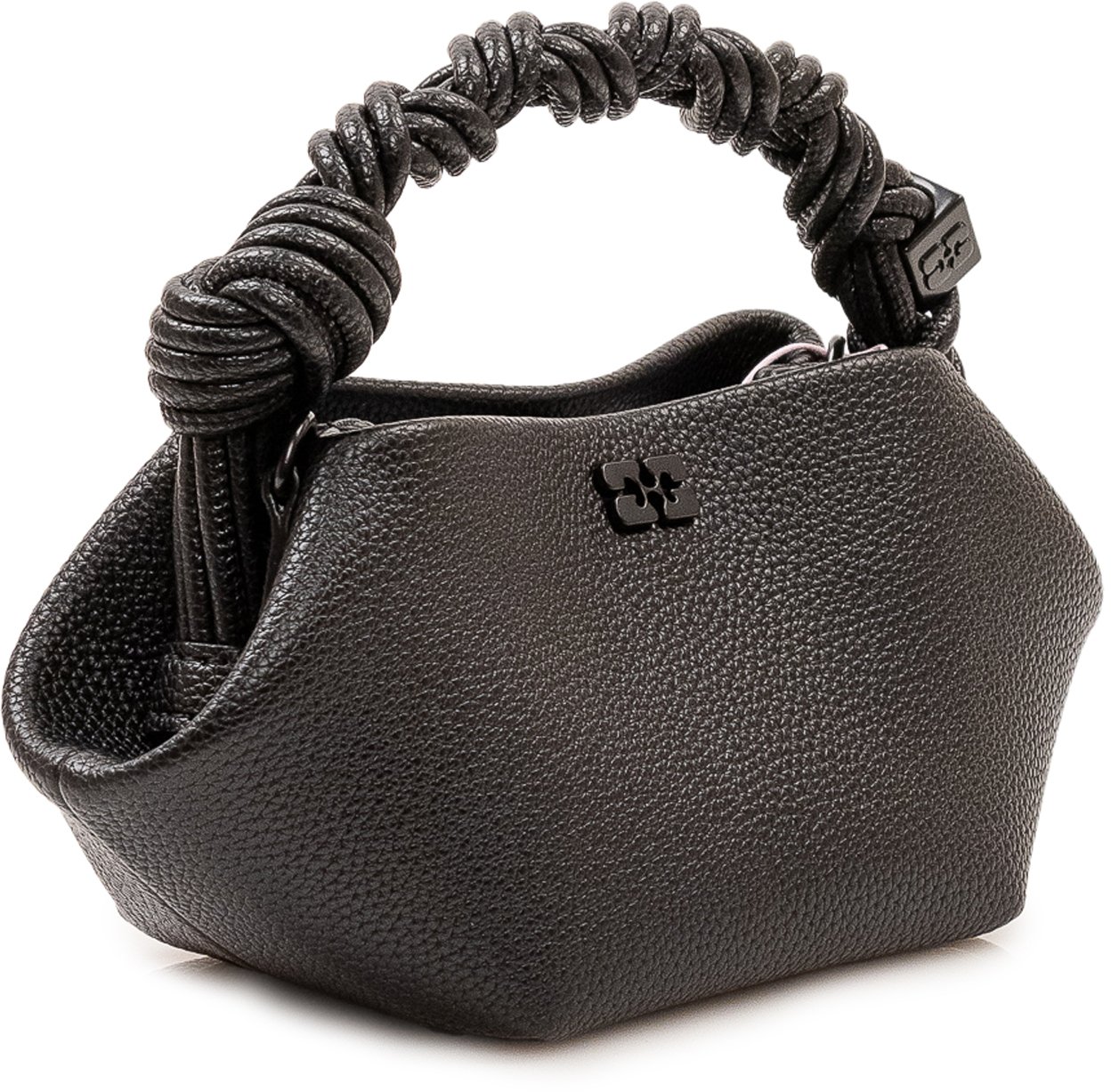 Ganni Bou Mini Bag con Manico Intrecciato Zwart