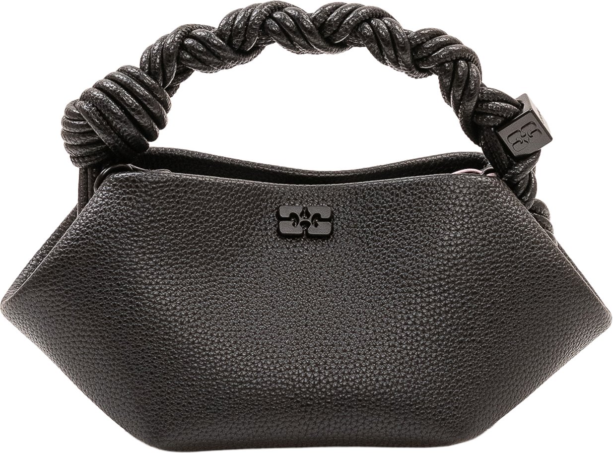 Ganni Bou Mini Bag con Manico Intrecciato Zwart