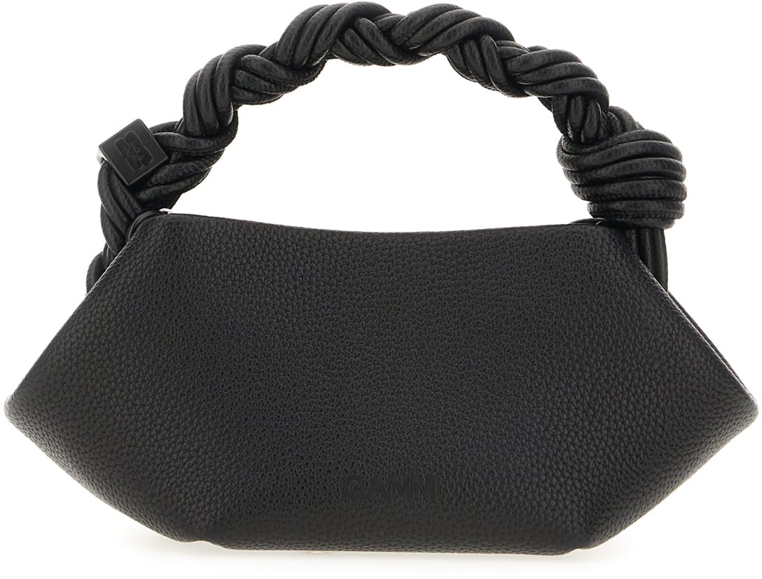 Ganni Black synthetic leather small Bou handbag Zwart