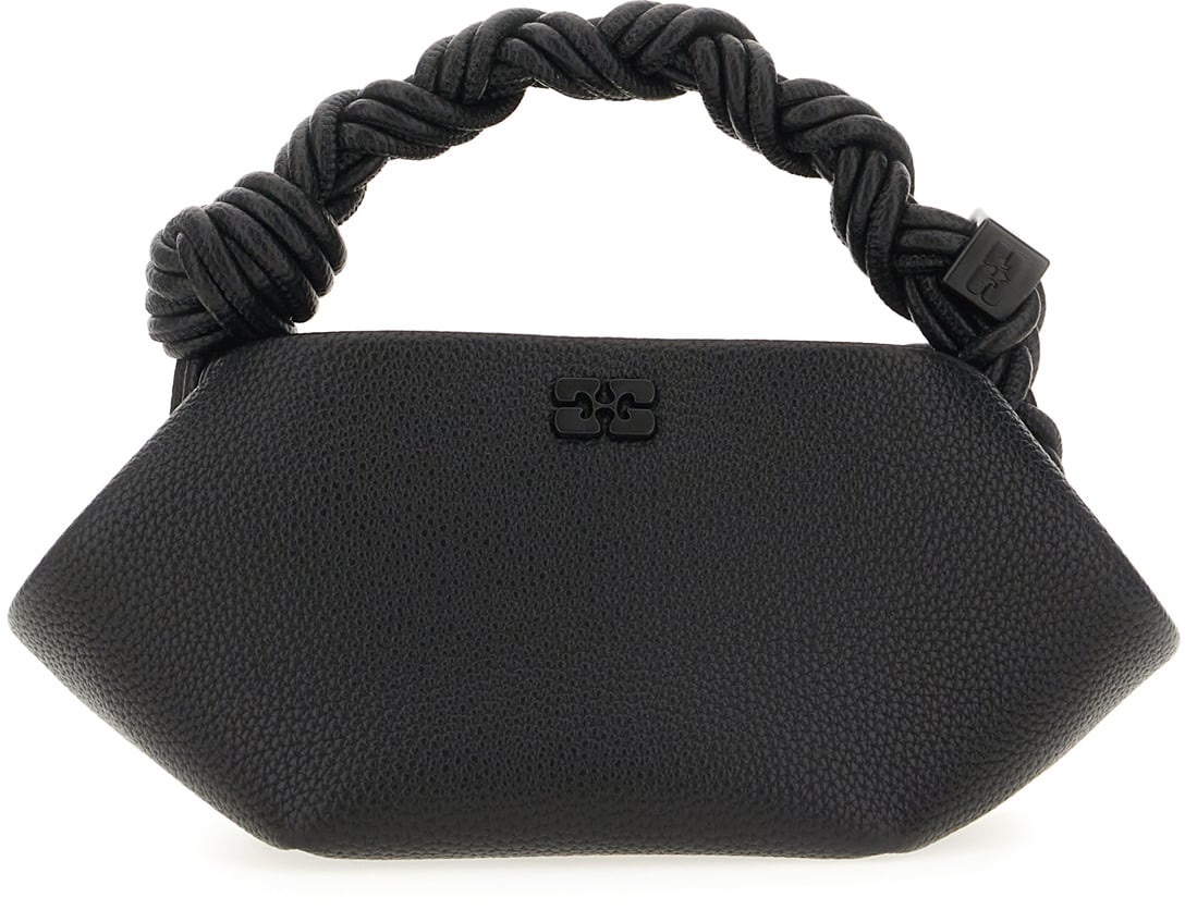 Ganni Black synthetic leather small Bou handbag Zwart