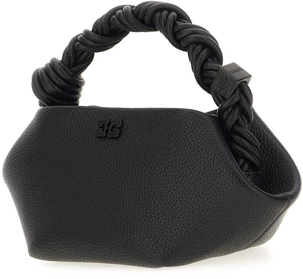 Ganni Black synthetic leather small Bou handbag Zwart