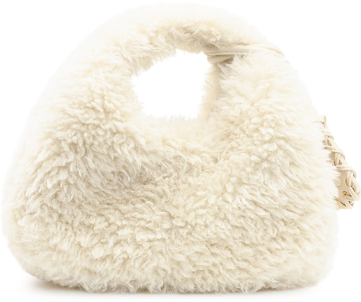 Ganni Ganni Borsa Hobo Mini in Eco Pelliccia Wit