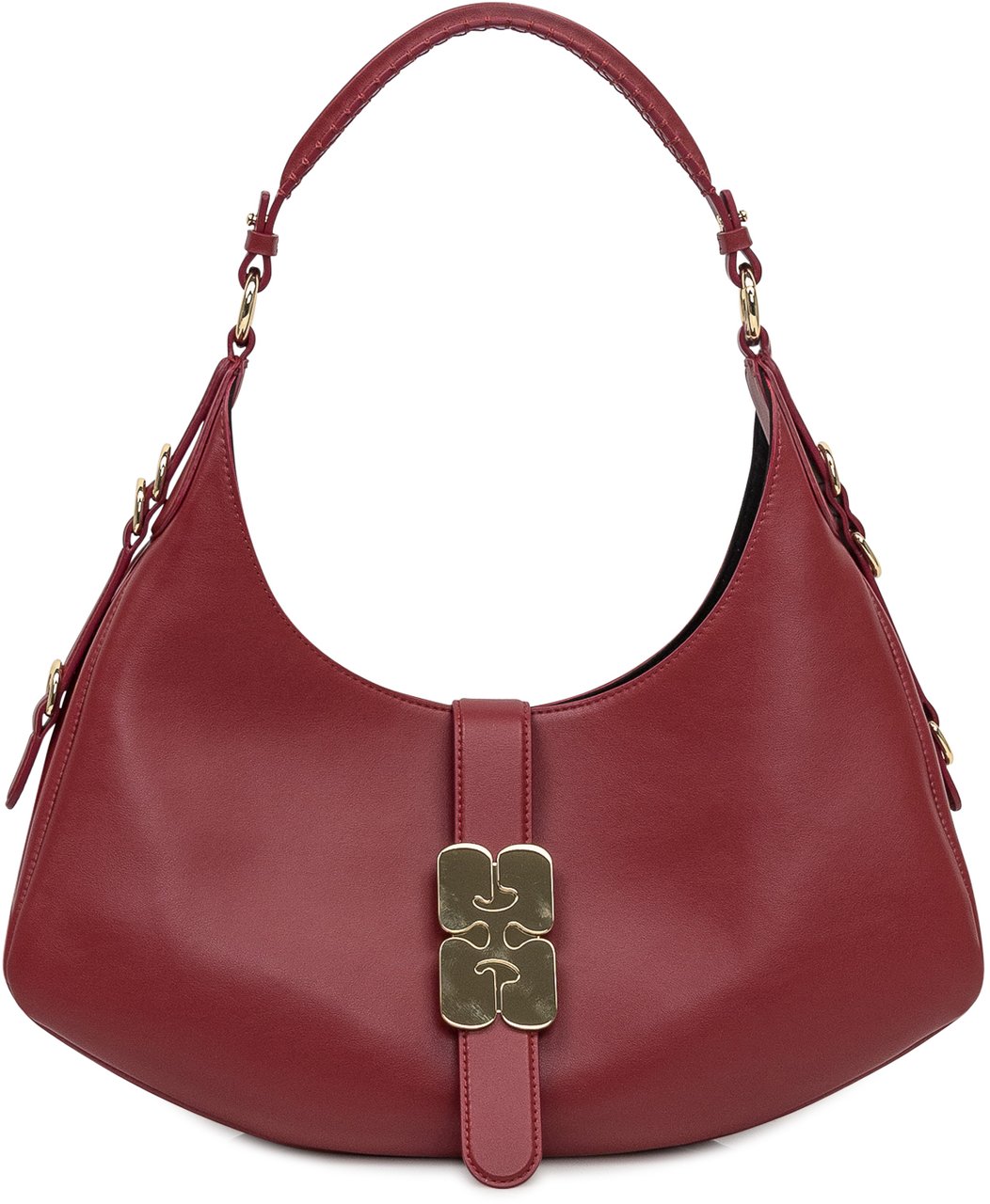 Ganni Ganni Borsa a Spalla in Pelle Rossa con Chiusura Logo Rood