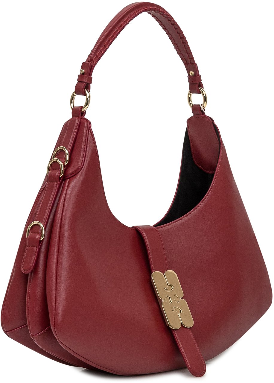 Ganni Ganni Borsa a Spalla in Pelle Rossa con Chiusura Logo Rood