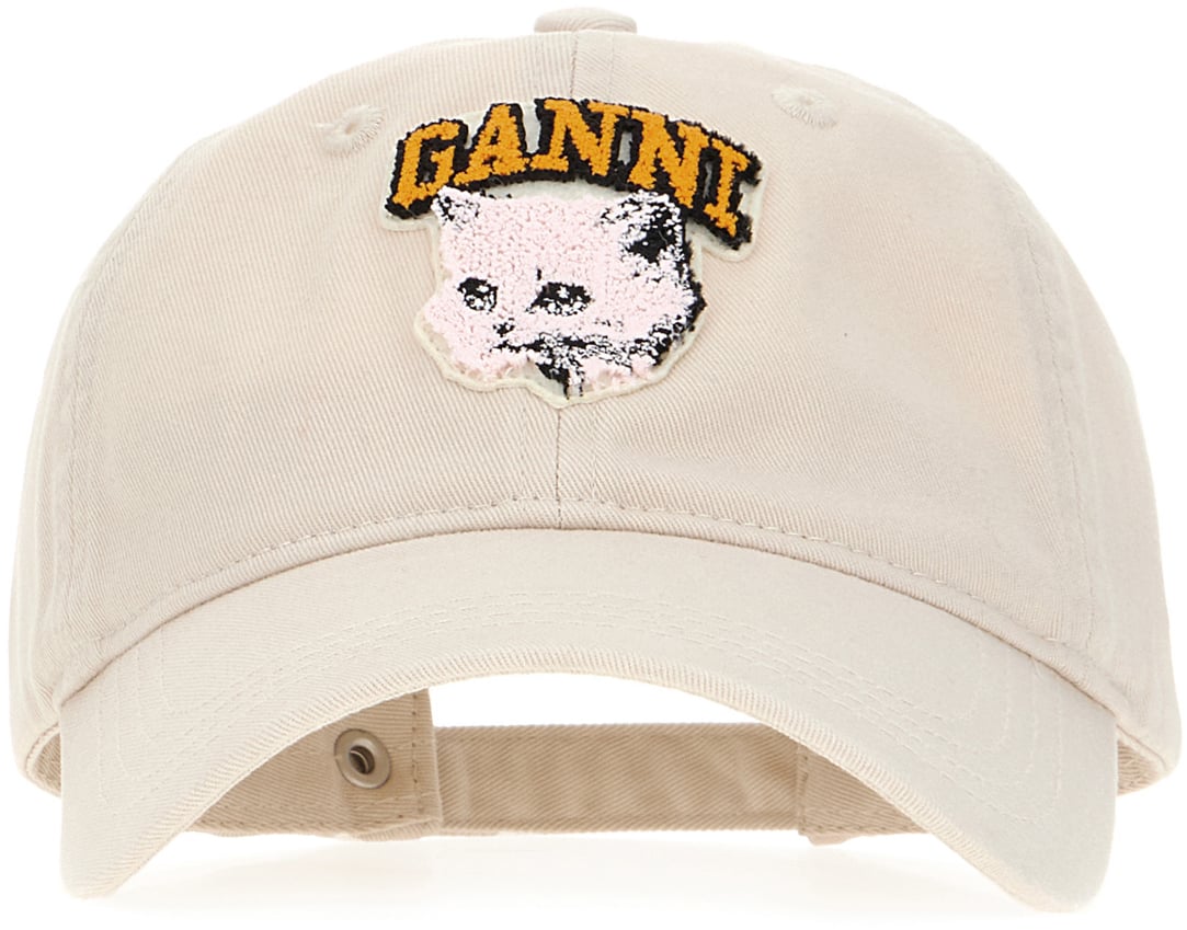 Ganni Ganni Sand cotton baseball cap Neutraal