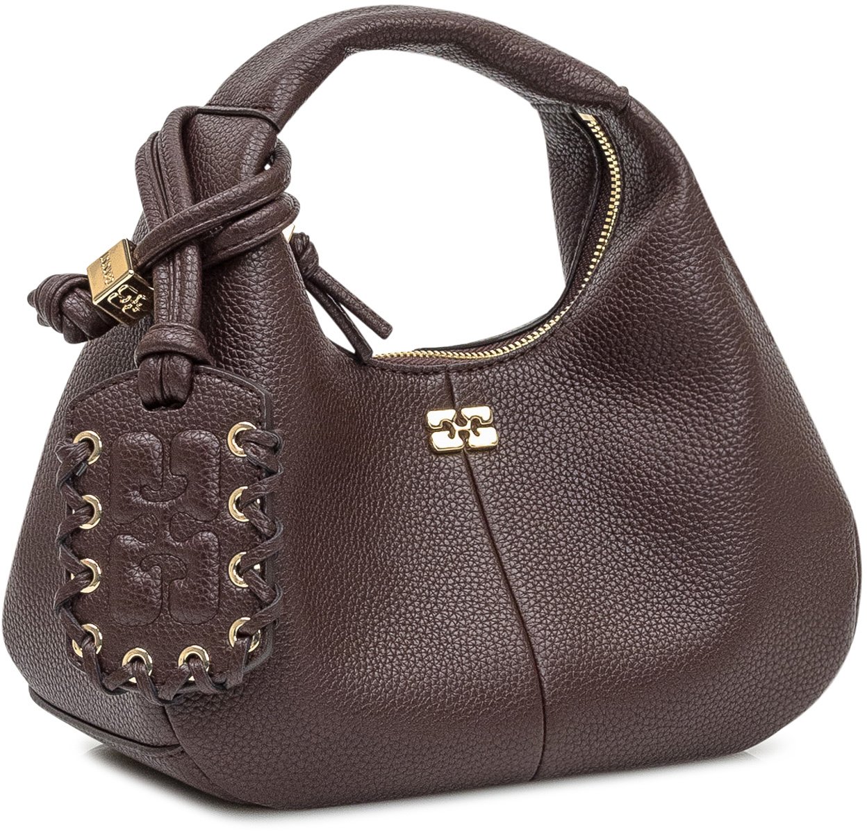 Ganni Mini Hobo con Charm Bruin