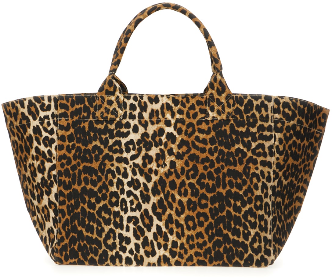 Ganni Printed canvas shopping bag Dierenprint