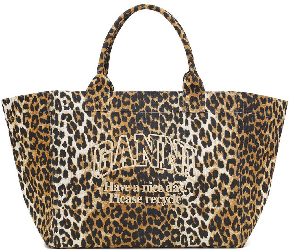 Ganni Bags Leopard Print Beige