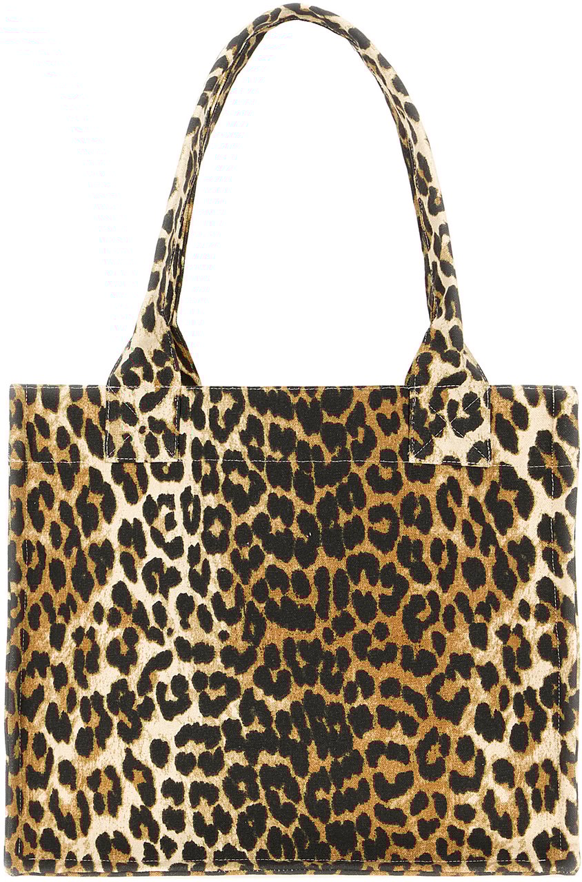 Ganni Ganni Printed canvas shopping bag Dierenprint