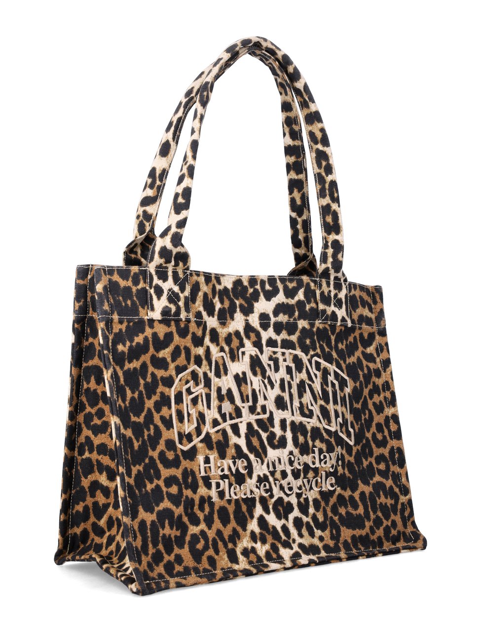 Ganni Ganni Leopard large canvas tote Dierenprint