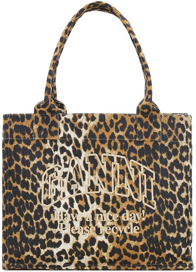 Ganni Bags Leopard Print Beige