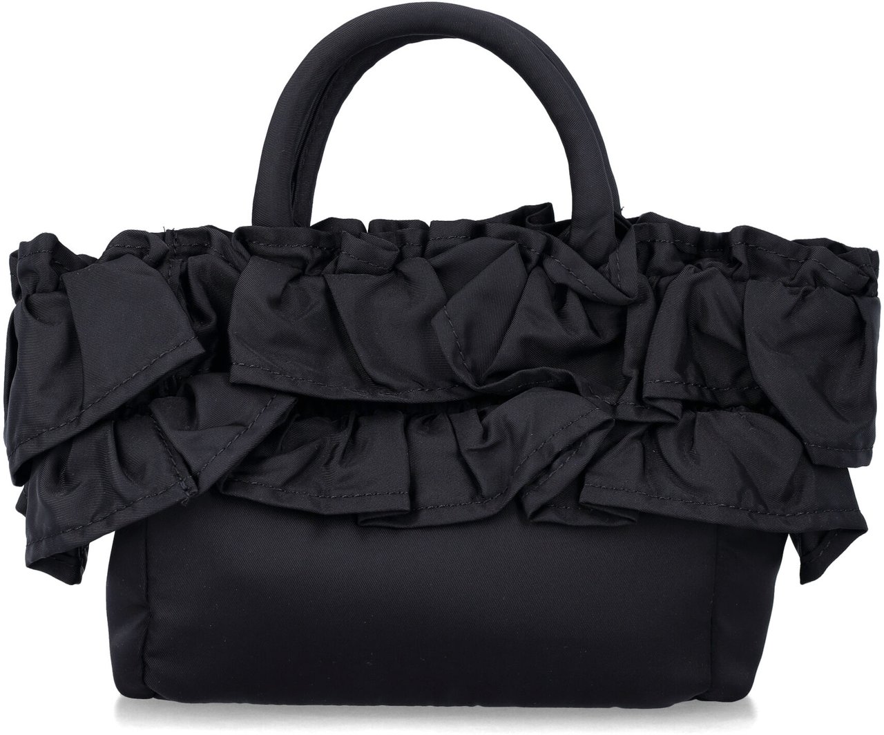 Ganni Mini Shopper Ruffle Nero Zwart