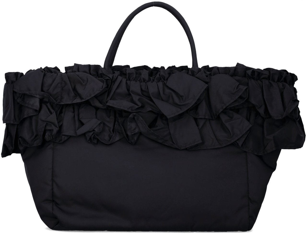 Ganni Xxl Shopper Ruffle Nero Zwart