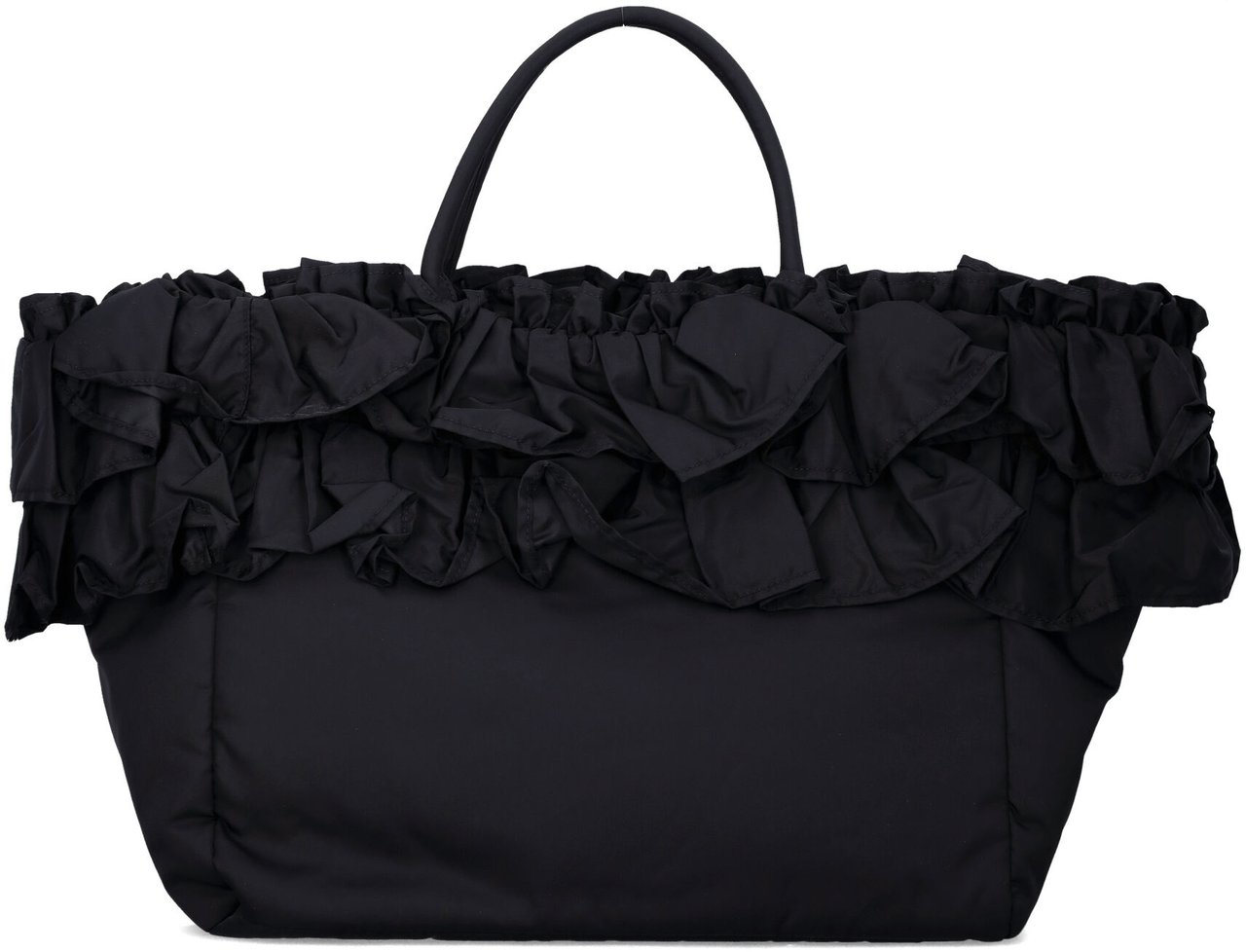 Ganni Xxl Shopper Ruffle Nero Zwart