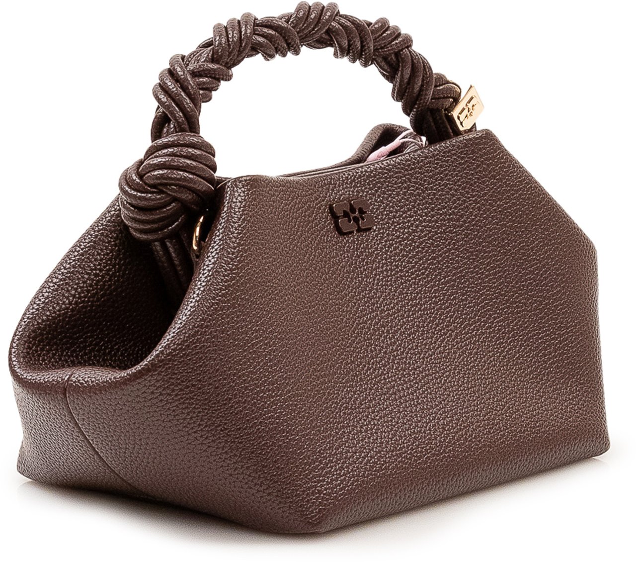 Ganni Bou Small Bag con Manico Intrecciato Bruin