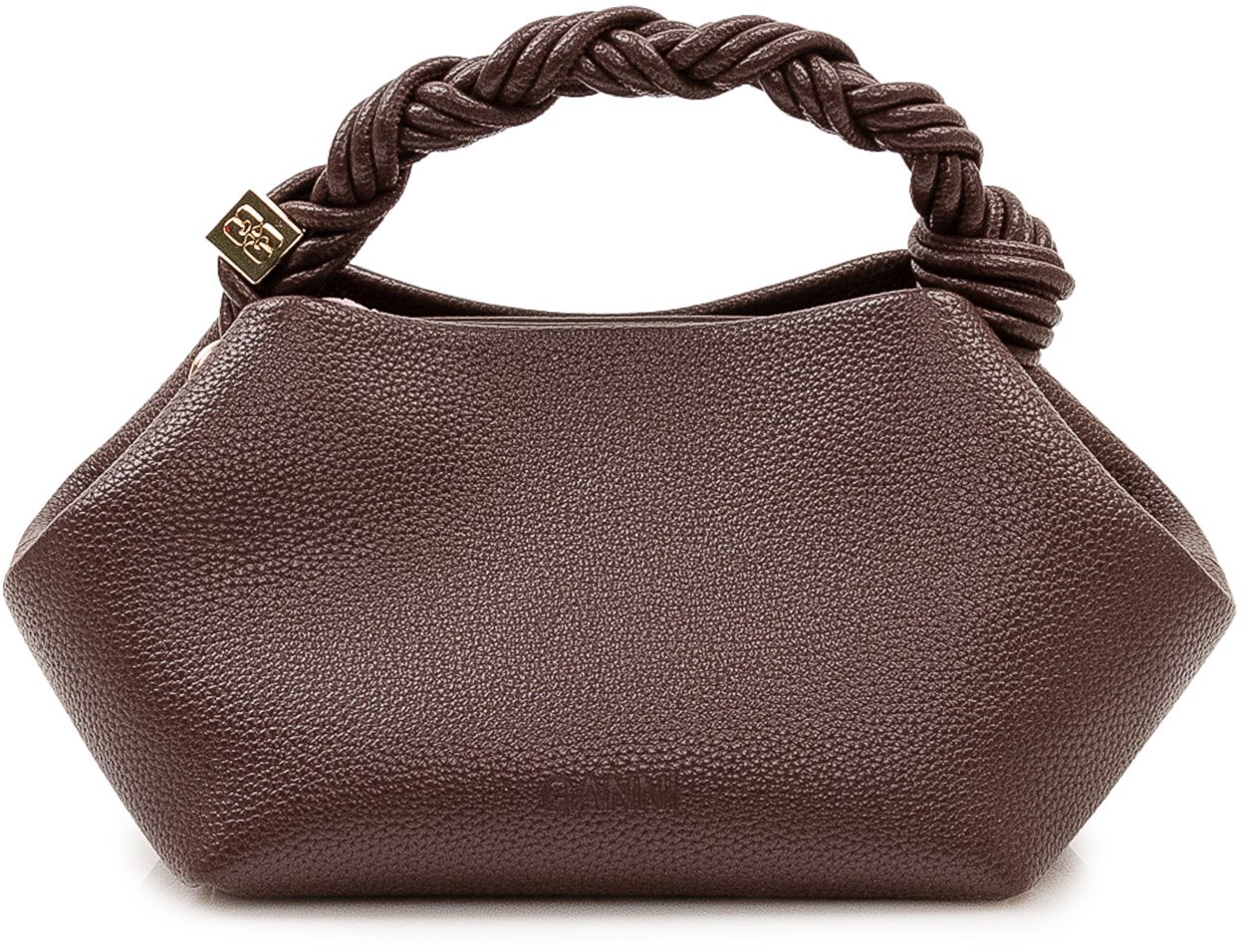 Ganni Bou Small Bag con Manico Intrecciato Bruin