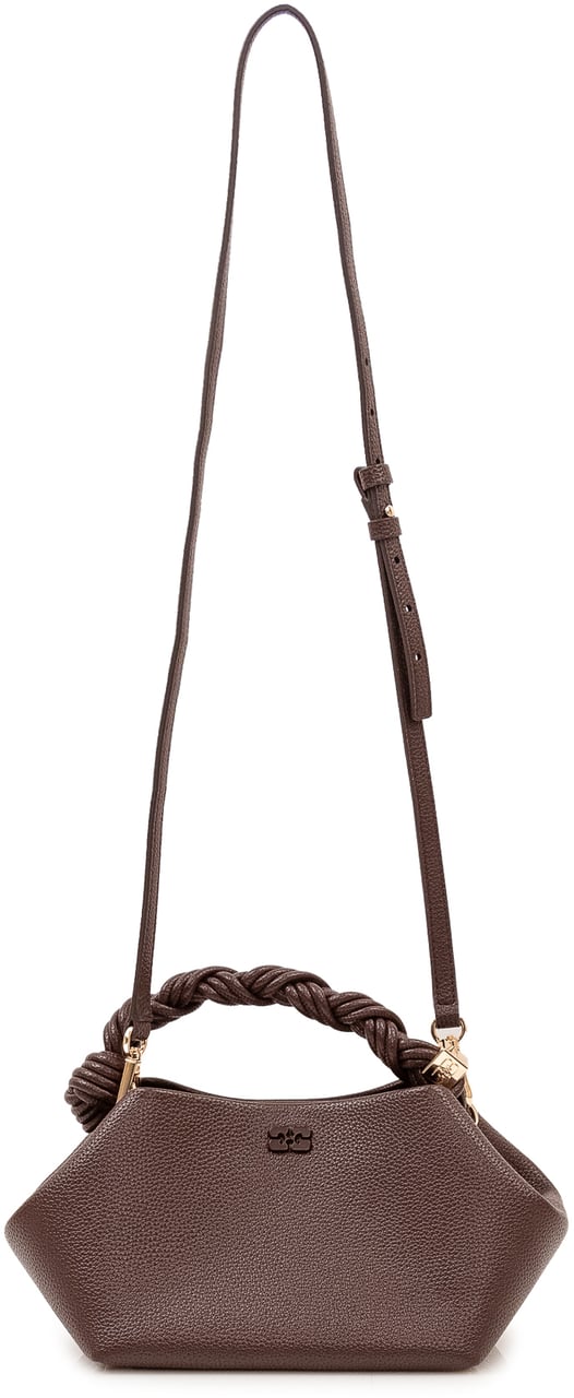 Ganni Bou Small Bag con Manico Intrecciato Bruin