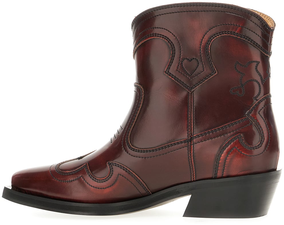 Ganni Ganni Brown synthetic leather ankle boots Bruin