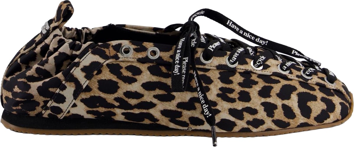 Ganni Dames Ballerina's met luipaardprint Beige