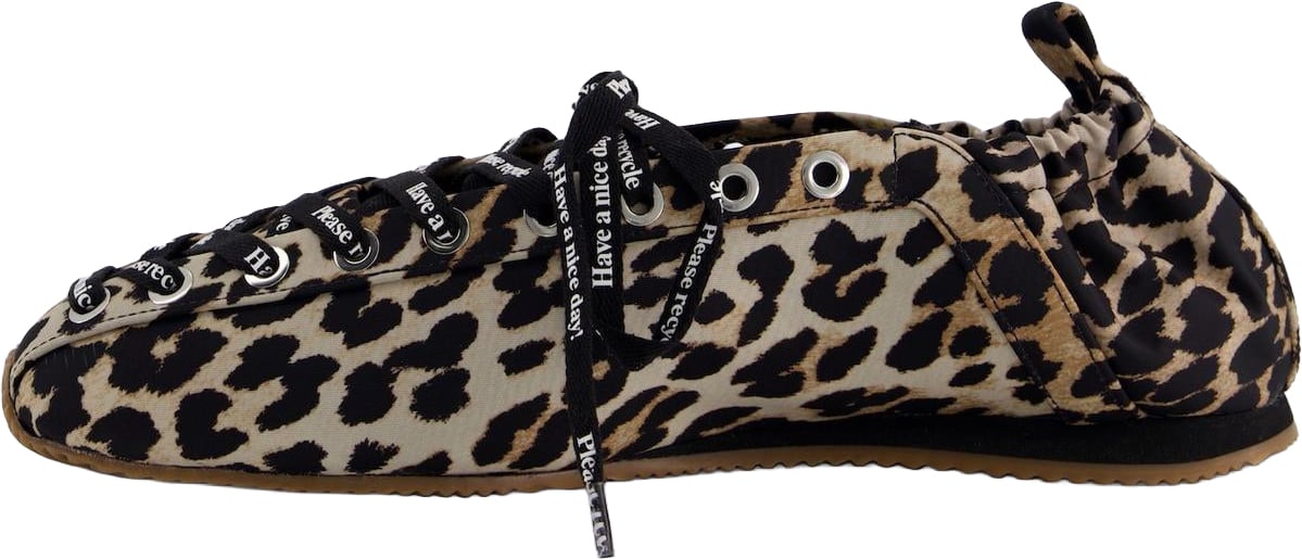 Ganni Dames Ballerina's met luipaardprint Beige