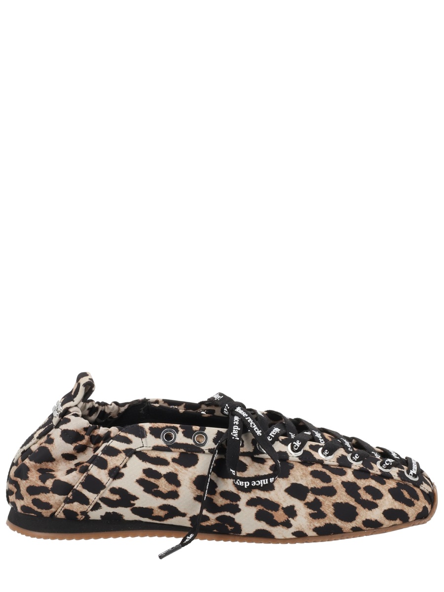 Ganni Leopard Print Gathered Elastic Flats Zwart