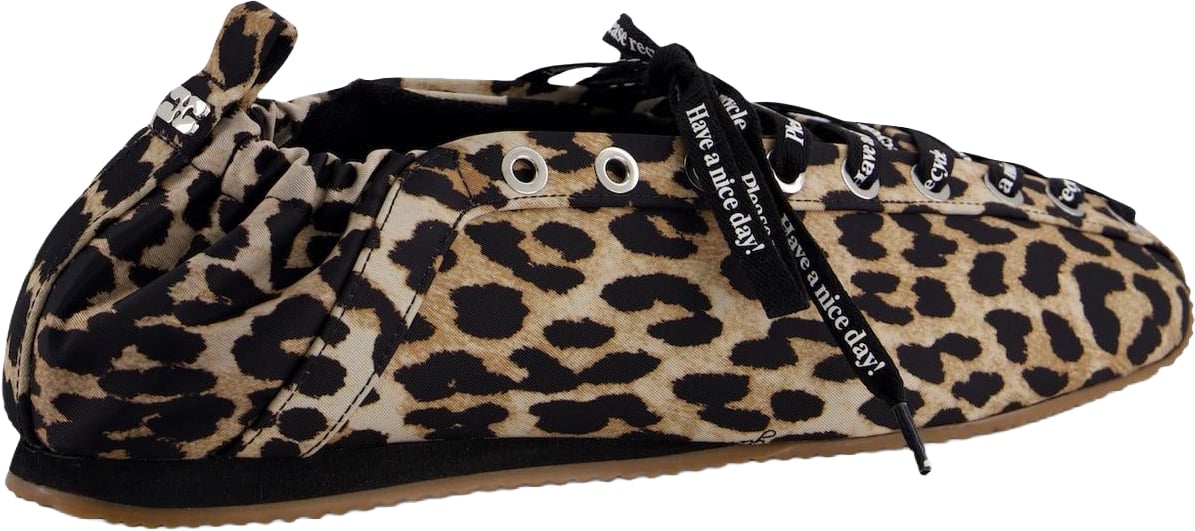 Ganni Dames Ballerina's met luipaardprint Beige