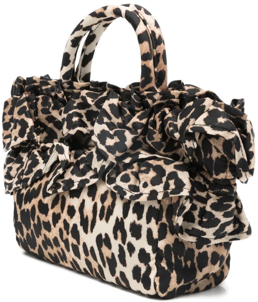 Ganni Bags Leopard Print Beige
