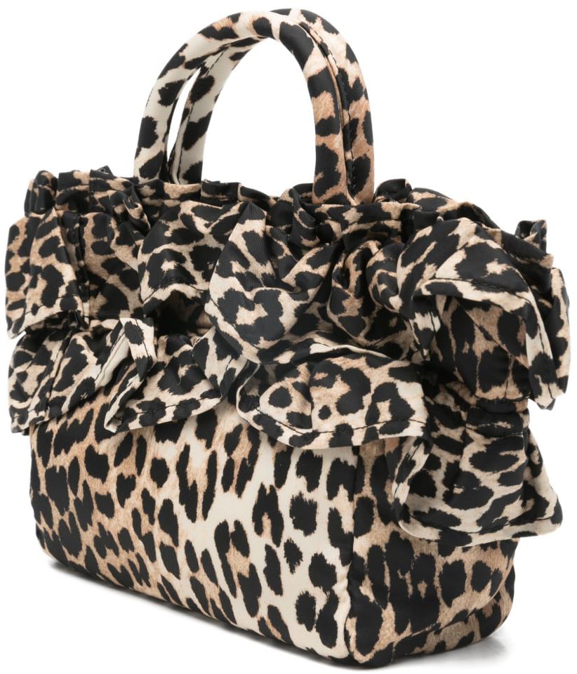 Ganni Bags Leopard Print Beige